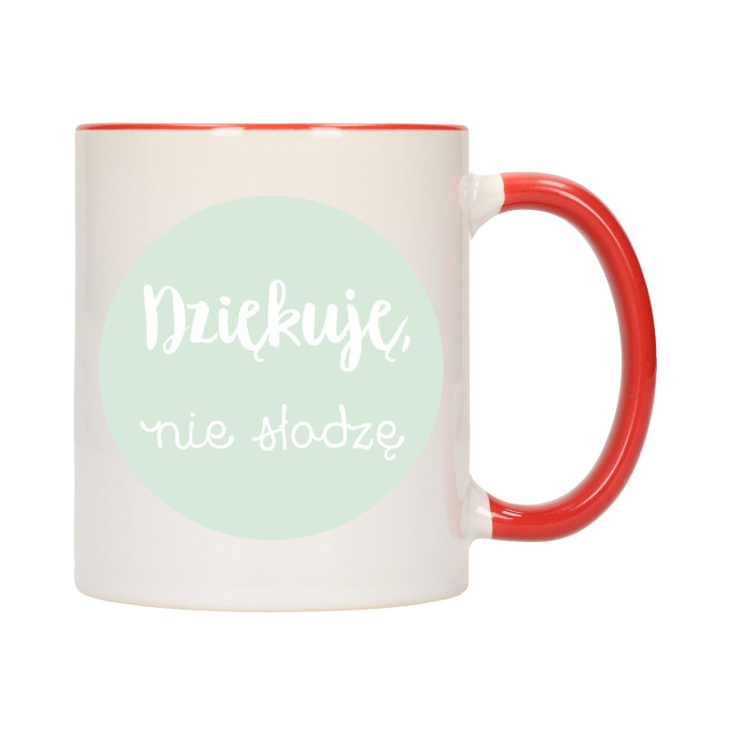 KUBEK KUBKI CZERWONY ŚRODEK UCHO ŚMIESZNY ZABAWNY NAPIS PREZENT W265