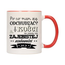 KUBEK KUBKI CZERWONY ŚRODEK UCHO ŚMIESZNY ZABAWNY NAPIS PREZENT W659