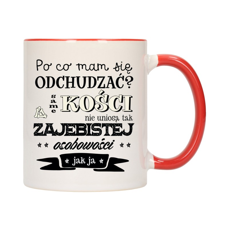 KUBEK KUBKI CZERWONY ŚRODEK UCHO ŚMIESZNY ZABAWNY NAPIS PREZENT W659