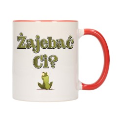 KUBEK KUBKI CZERWONY ŚRODEK UCHO ŚMIESZNY ZABAWNY NAPIS PREZENT W650