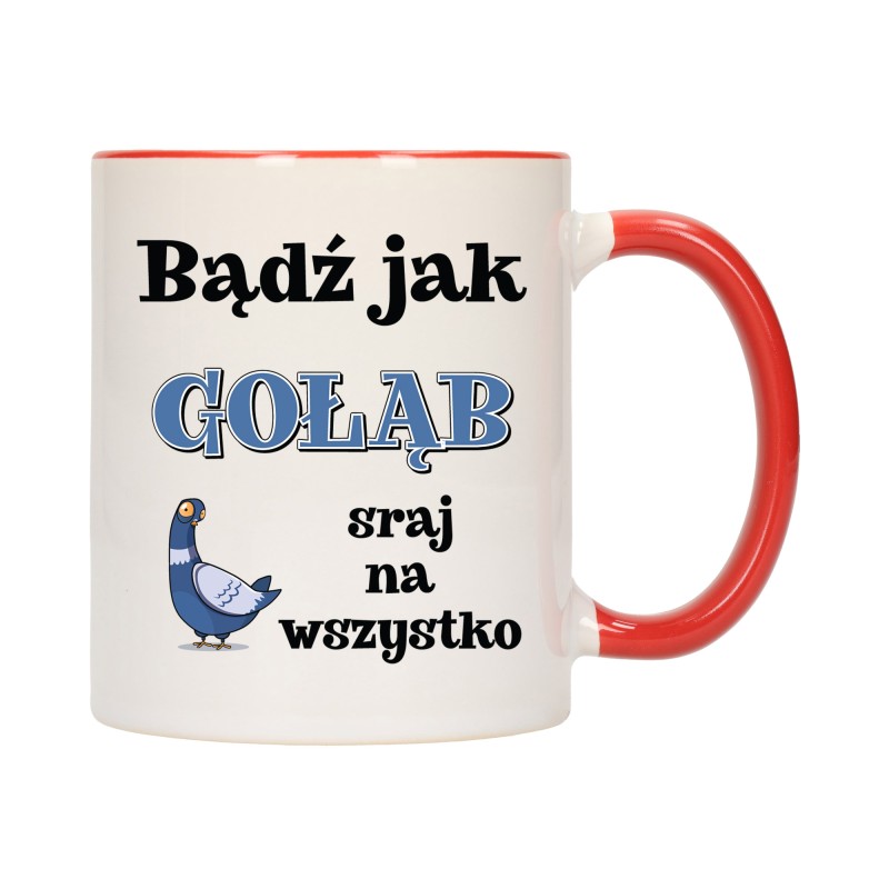 KUBEK KUBKI CZERWONY ŚRODEK UCHO ŚMIESZNY ZABAWNY NAPIS PREZENT W647