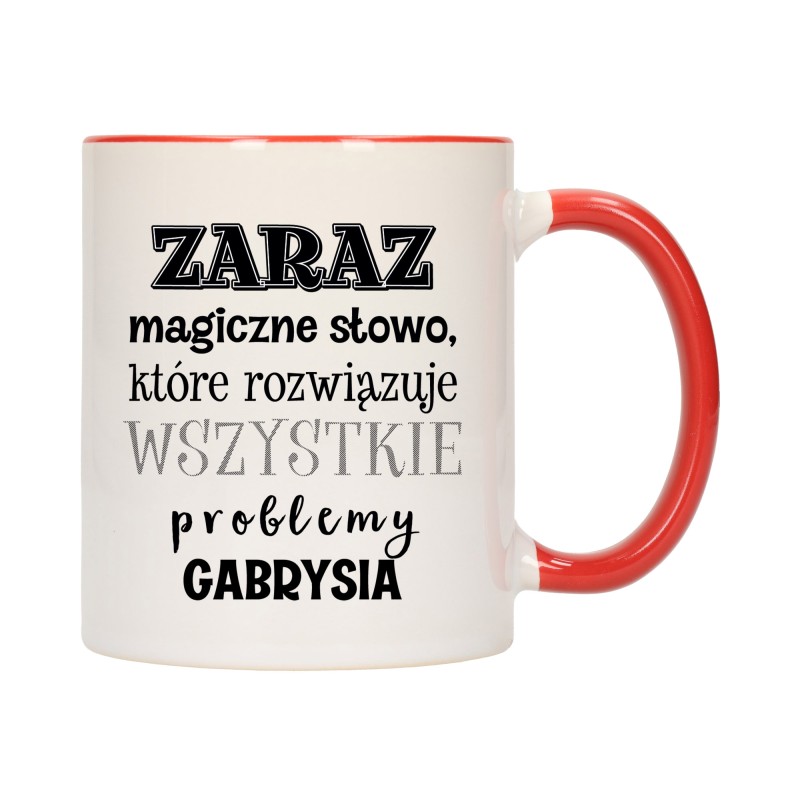 KUBEK KUBKI CZERWONY ŚRODEK UCHO ŚMIESZNY ZABAWNY NAPIS PREZENT W646