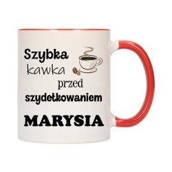 KUBEK KUBKI CZERWONY ŚRODEK UCHO ŚMIESZNY ZABAWNY NAPIS PREZENT W645