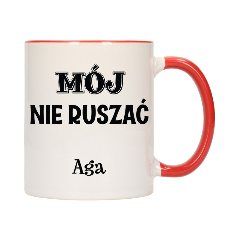 KUBEK KUBKI CZERWONY ŚRODEK UCHO ŚMIESZNY ZABAWNY NAPIS PREZENT W644