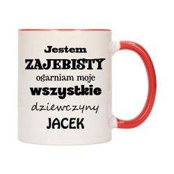 KUBEK KUBKI CZERWONY ŚRODEK UCHO ŚMIESZNY ZABAWNY NAPIS PREZENT W643