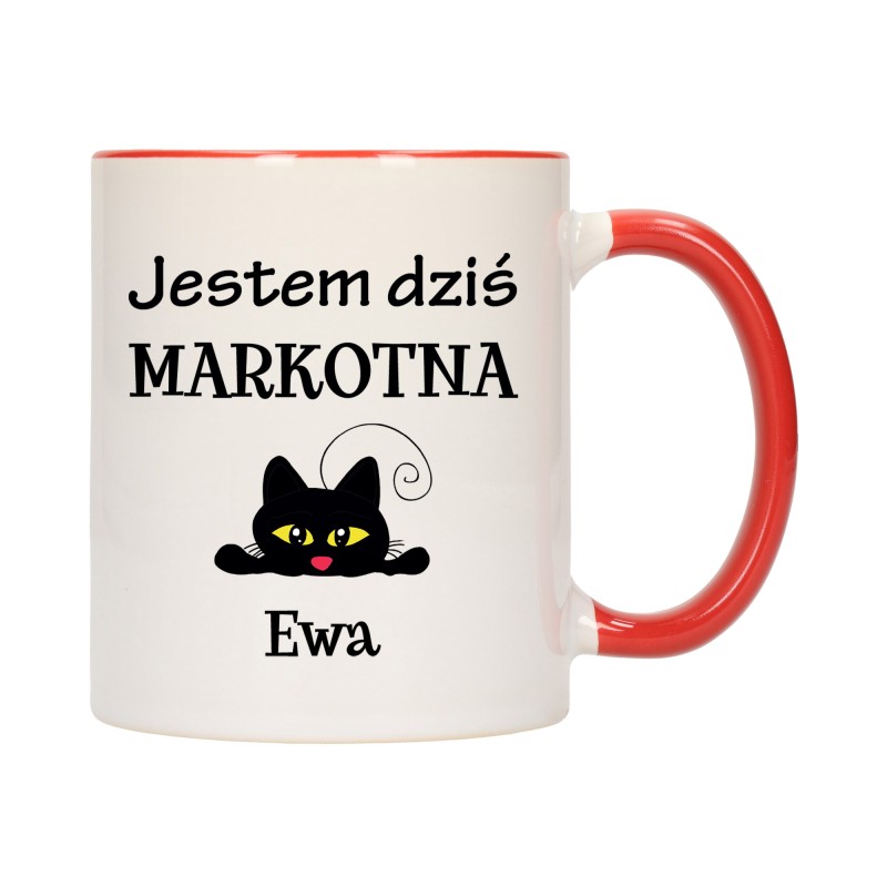 KUBEK KUBKI CZERWONY ŚRODEK UCHO ŚMIESZNY ZABAWNY NAPIS PREZENT W642