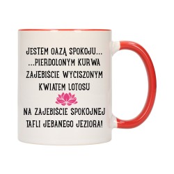 KUBEK KUBKI CZERWONY ŚRODEK UCHO ŚMIESZNY ZABAWNY NAPIS PREZENT W635