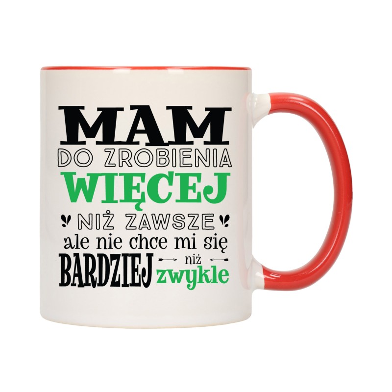 KUBEK KUBKI CZERWONY ŚRODEK UCHO ŚMIESZNY ZABAWNY NAPIS PREZENT W625