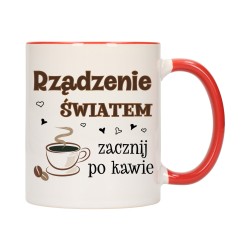 KUBEK KUBKI CZERWONY ŚRODEK UCHO ŚMIESZNY ZABAWNY NAPIS PREZENT W624