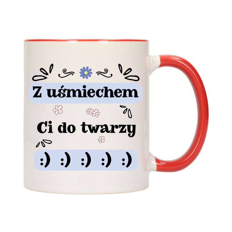 KUBEK KUBKI CZERWONY ŚRODEK UCHO ŚMIESZNY ZABAWNY NAPIS PREZENT W623