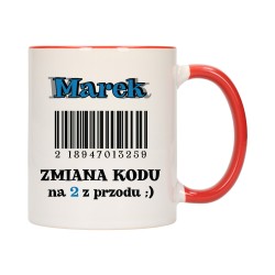 KUBEK KUBKI CZERWONY ŚRODEK UCHO ŚMIESZNY ZABAWNY NAPIS PREZENT W610