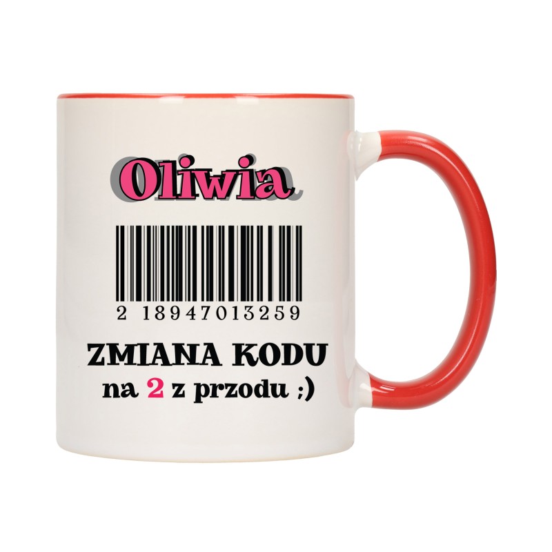 KUBEK KUBKI CZERWONY ŚRODEK UCHO ŚMIESZNY ZABAWNY NAPIS PREZENT W608