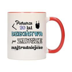 KUBEK KUBKI CZERWONY ŚRODEK UCHO ŚMIESZNY ZABAWNY NAPIS PREZENT W607