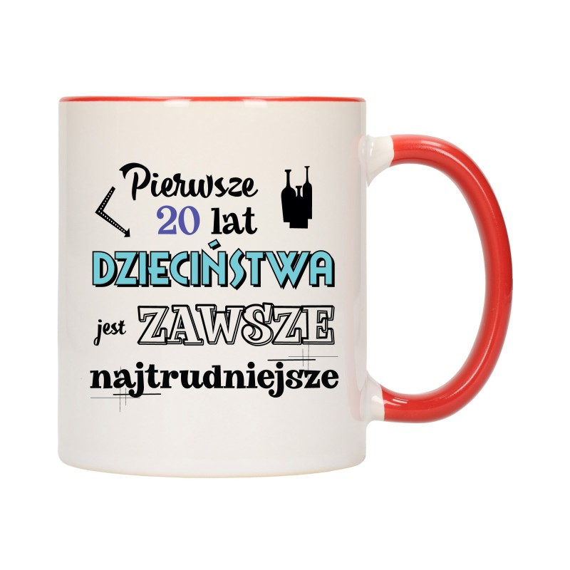 KUBEK KUBKI CZERWONY ŚRODEK UCHO ŚMIESZNY ZABAWNY NAPIS PREZENT W607