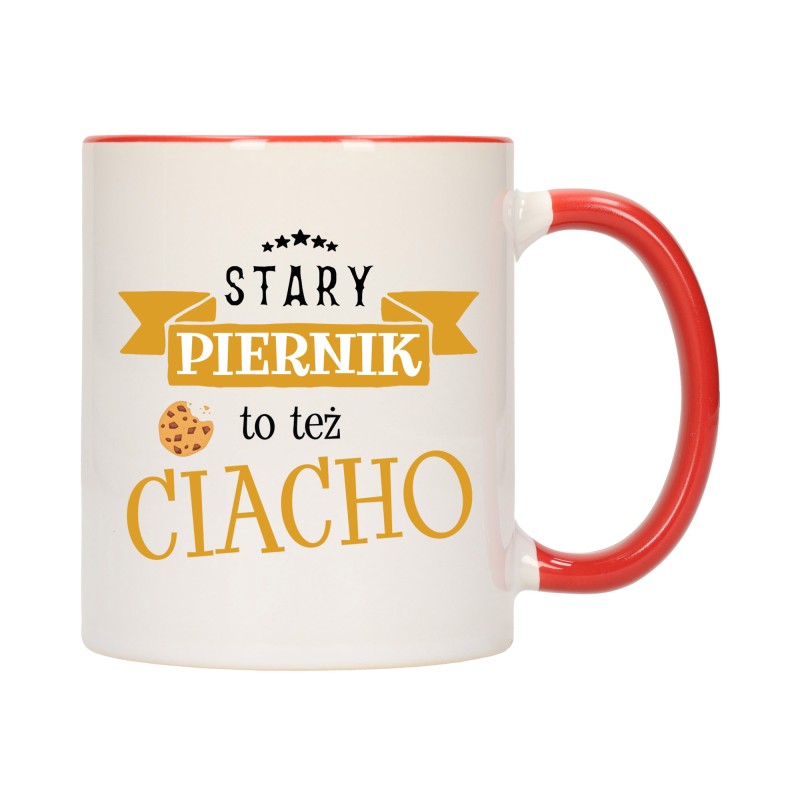 KUBEK KUBKI CZERWONY ŚRODEK UCHO ŚMIESZNY ZABAWNY NAPIS PREZENT W602