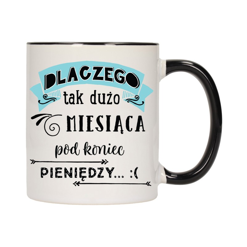 KUBEK KUBKI CZARNY ŚRODEK UCHO DO PRACY ŚMIESZNY NAPIS PREZENT W510