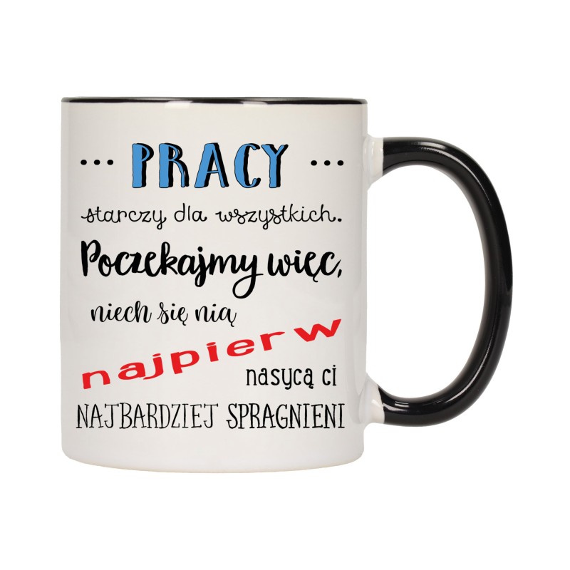 KUBEK KUBKI CZARNY ŚRODEK UCHO DO PRACY ŚMIESZNY NAPIS PREZENT W479