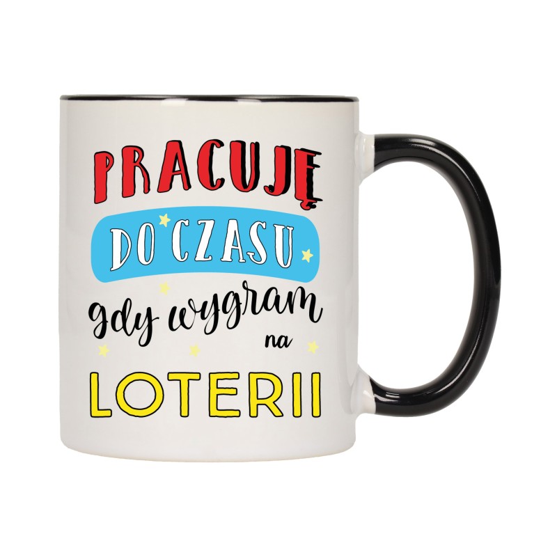 KUBEK KUBKI CZARNY ŚRODEK UCHO DO PRACY ŚMIESZNY NAPIS PREZENT W478