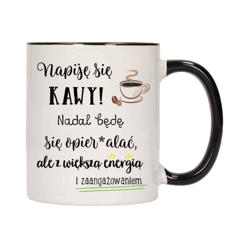 KUBEK KUBKI CZARNY ŚRODEK UCHO DO PRACY ŚMIESZNY NAPIS PREZENT W473