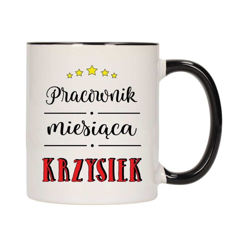 KUBEK KUBKI CZARNY ŚRODEK UCHO DO PRACY ŚMIESZNY NAPIS PREZENT W440