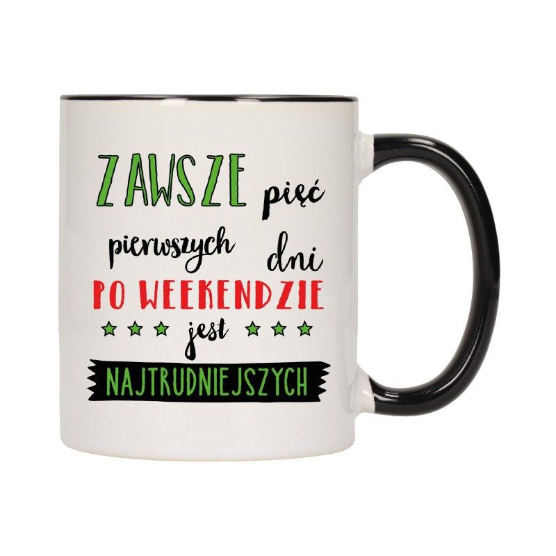 KUBEK KUBKI CZARNY ŚRODEK UCHO DO PRACY ŚMIESZNY NAPIS PREZENT W283