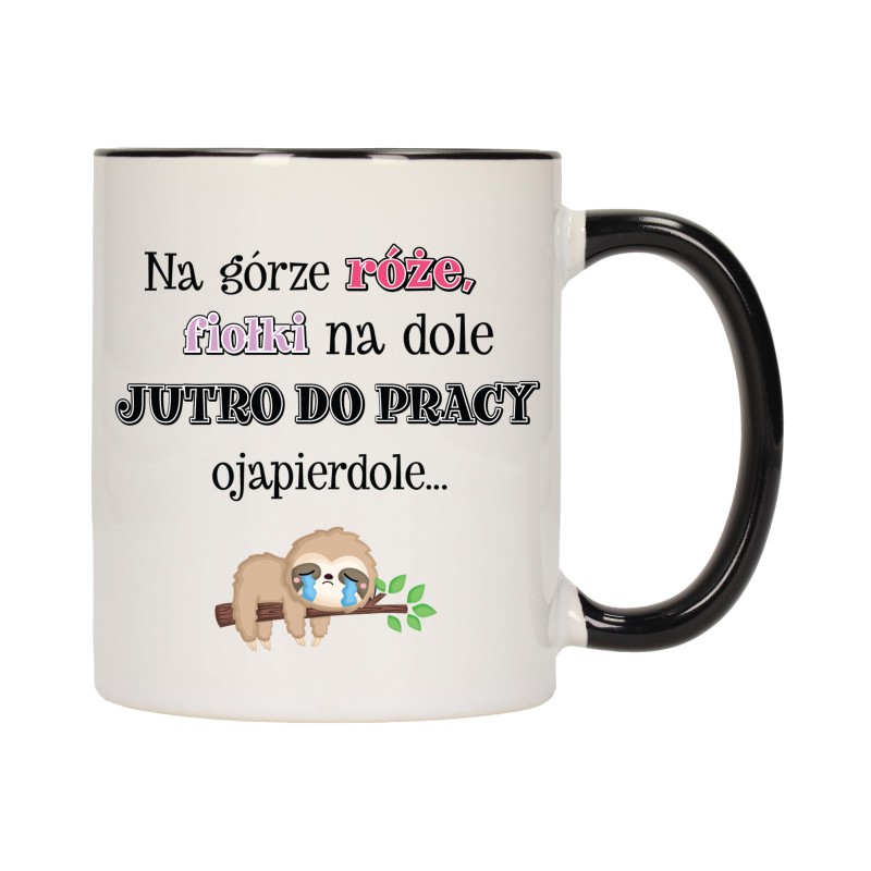 KUBEK KUBKI CZARNY ŚRODEK UCHO DO PRACY ŚMIESZNY NAPIS PREZENT W649