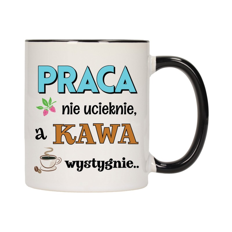 KUBEK KUBKI CZARNY ŚRODEK UCHO DO PRACY ŚMIESZNY NAPIS PREZENT W620