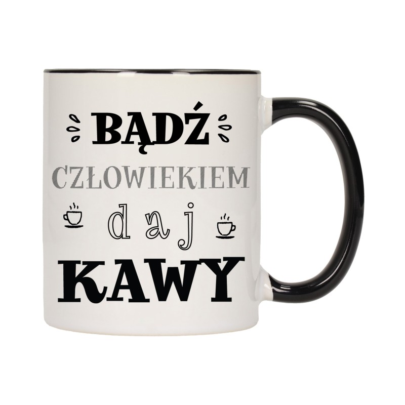 KUBEK KUBKI CZARNY ŚRODEK UCHO DO PRACY ŚMIESZNY NAPIS PREZENT W611