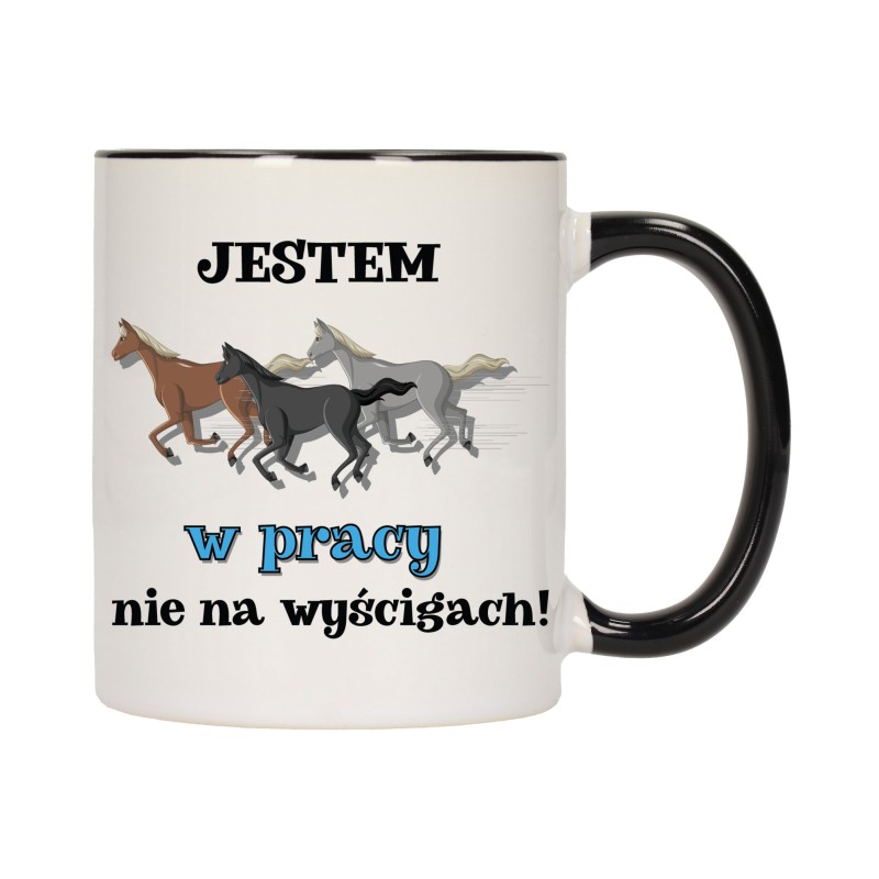 KUBEK KUBKI CZARNY ŚRODEK UCHO DO PRACY ŚMIESZNY NAPIS PREZENT W600