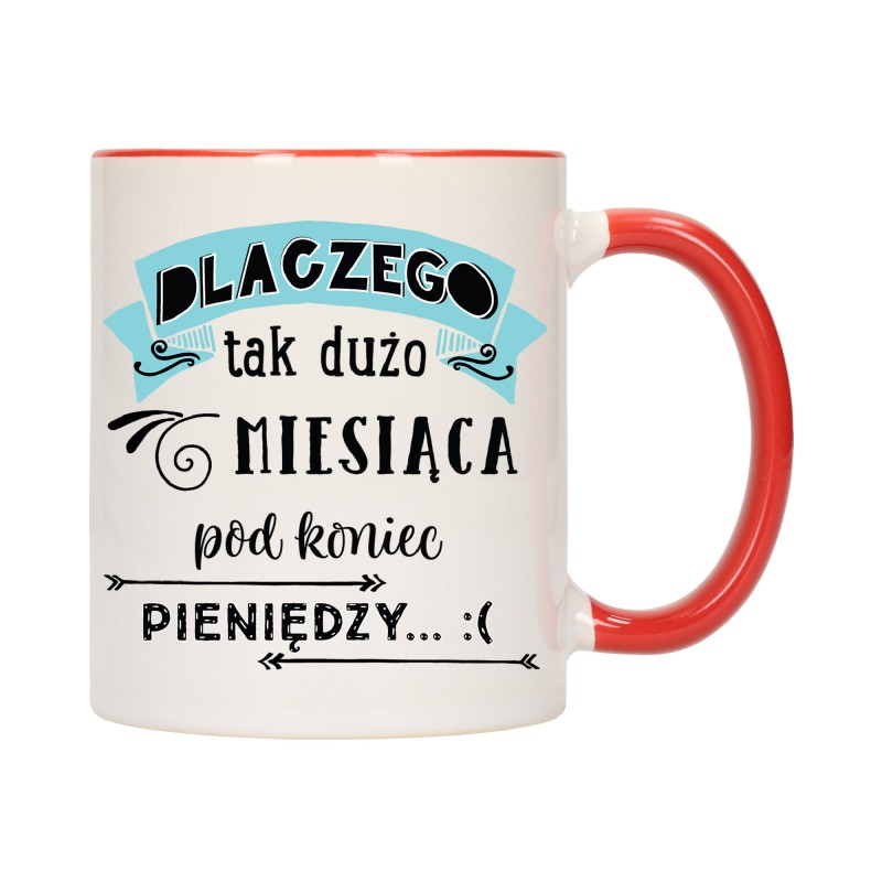 KUBEK KUBKI CZERWONY ŚRODEK UCHO DO PRACY ŚMIESZNY NAPIS PREZENT W510