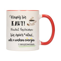 KUBEK KUBKI CZERWONY ŚRODEK UCHO DO PRACY ŚMIESZNY NAPIS PREZENT W492