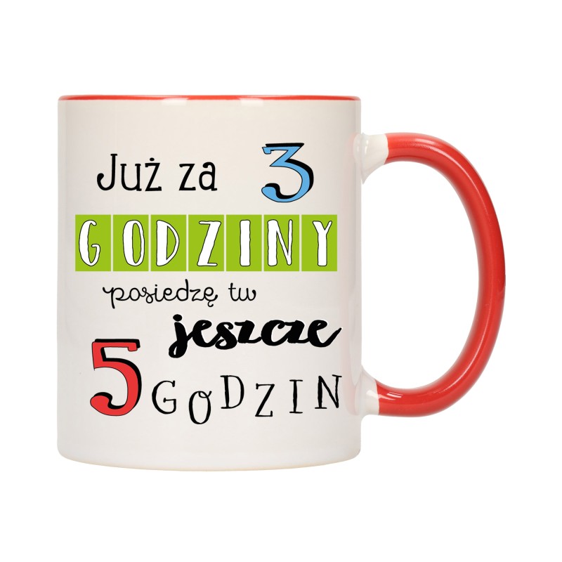 KUBEK KUBKI CZERWONY ŚRODEK UCHO DO PRACY ŚMIESZNY NAPIS PREZENT W485