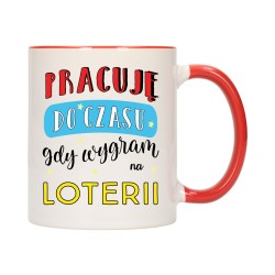 KUBEK KUBKI CZERWONY ŚRODEK UCHO DO PRACY ŚMIESZNY NAPIS PREZENT W478