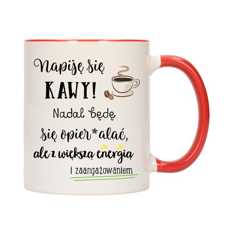 KUBEK KUBKI CZERWONY ŚRODEK UCHO DO PRACY ŚMIESZNY NAPIS PREZENT W473