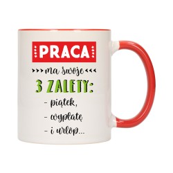 KUBEK KUBKI CZERWONY ŚRODEK UCHO DO PRACY ŚMIESZNY NAPIS PREZENT W413