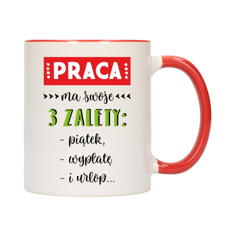 KUBEK KUBKI CZERWONY ŚRODEK UCHO DO PRACY ŚMIESZNY NAPIS PREZENT W413