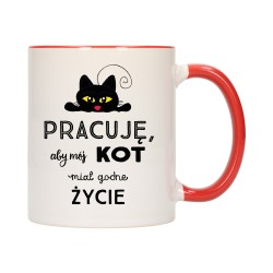 KUBEK KUBKI CZERWONY ŚRODEK UCHO DO PRACY ŚMIESZNY NAPIS PREZENT W278