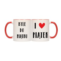 KUBEK KUBKI CZERWONY ŚRODEK UCHO DO PRACY ŚMIESZNY NAPIS PREZENT W264