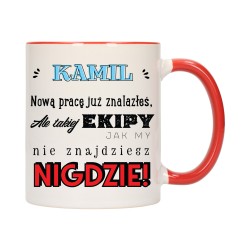 KUBEK KUBKI CZERWONY ŚRODEK UCHO DO PRACY ŚMIESZNY NAPIS PREZENT W648