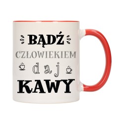 KUBEK KUBKI CZERWONY ŚRODEK UCHO DO PRACY ŚMIESZNY NAPIS PREZENT W611