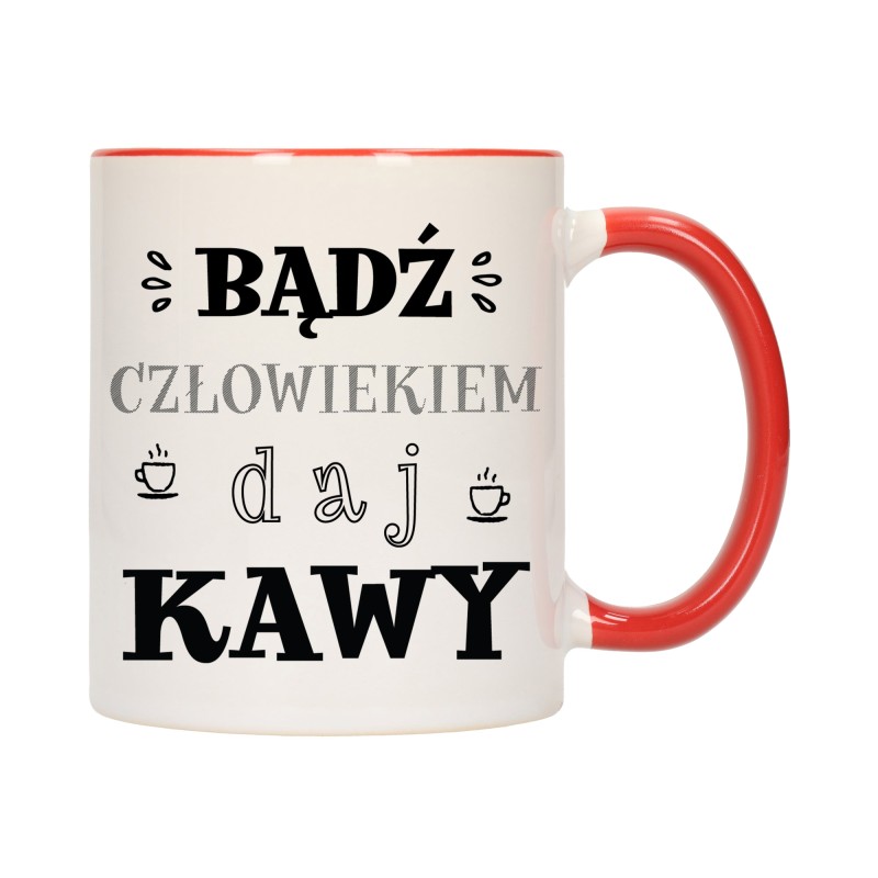 KUBEK KUBKI CZERWONY ŚRODEK UCHO DO PRACY ŚMIESZNY NAPIS PREZENT W611