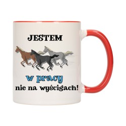 KUBEK KUBKI CZERWONY ŚRODEK UCHO DO PRACY ŚMIESZNY NAPIS PREZENT W600