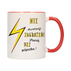 KUBEK KUBKI CZERWONY ŚRODEK UCHO DO PRACY ŚMIESZNY NAPIS PREZENT W598