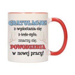kubek kubki czerwony środek ucho do pracy śmieszny napis prezent w666
