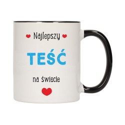 KUBEK KUBKI CZARNY ŚRODEK UCHO DLA TEŚCIA TEŚĆ RODZINY PREZENT W426