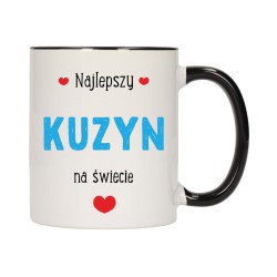 KUBEK KUBKI CZARNY ŚRODEK UCHO DLA KUZYNA KUZYN RODZINY PREZENT W423