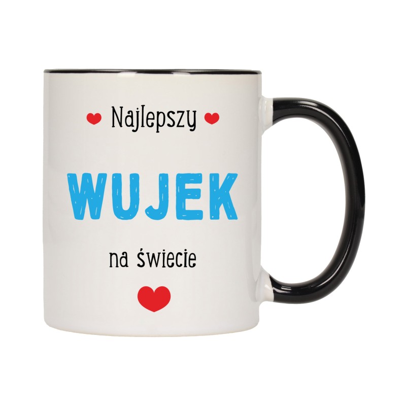 KUBEK KUBKI CZARNY ŚRODEK UCHO DLA WUJKA WUJEK RODZINY PREZENT W420