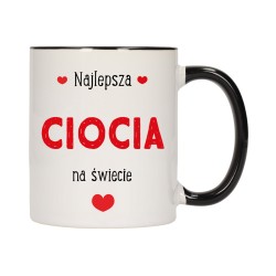 KUBEK KUBKI CZARNY ŚRODEK UCHO DLA CIOCI CIOCIA RODZINY PREZENT W419