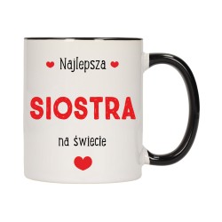 KUBEK KUBKI CZARNY ŚRODEK UCHO DLA SIOSTRY SIOSTRA RODZINY PREZENT W418