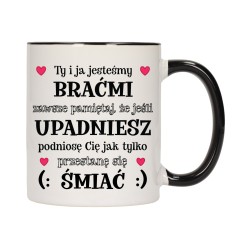 KUBEK KUBKI CZARNY ŚRODEK UCHO DLA BRATA BRAT RODZINY PREZENT W616